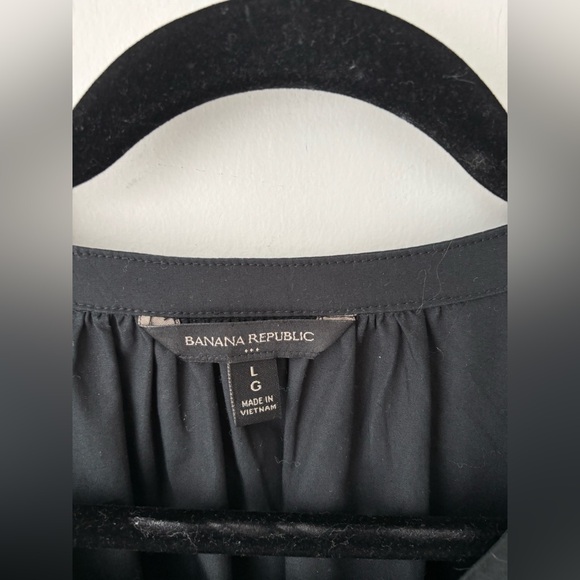 Banana Republic Black Belted Shirt Dress Womens Large Puff Sleeve Cotton Midi - Picture 4 of 10